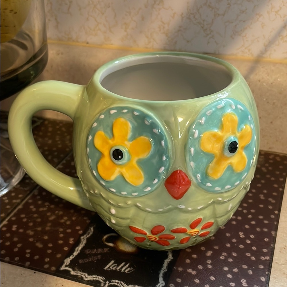 Cracker Barrel  Mint and Green 20oz Owl Mug